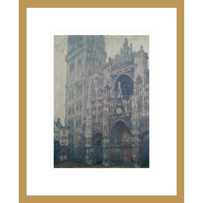 Rouen cathédrale ouest portail gris par Claude Monet, impression giclée encadrée