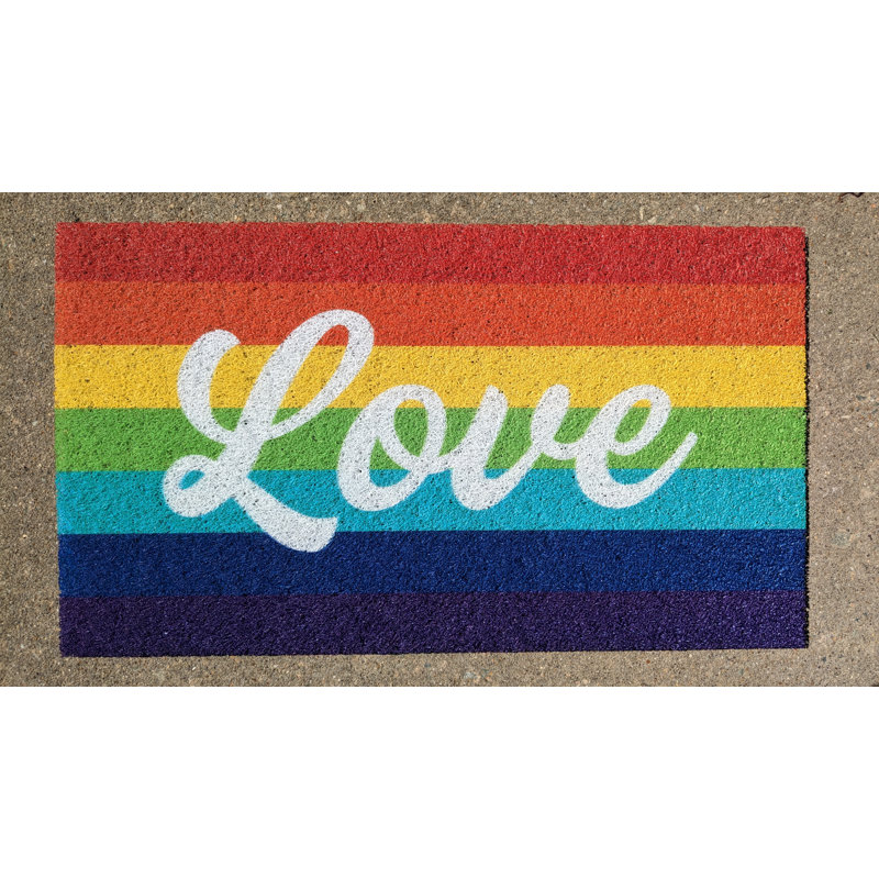 Raeniyah "Love" Rainbow 28in. x 16in. Door Mat