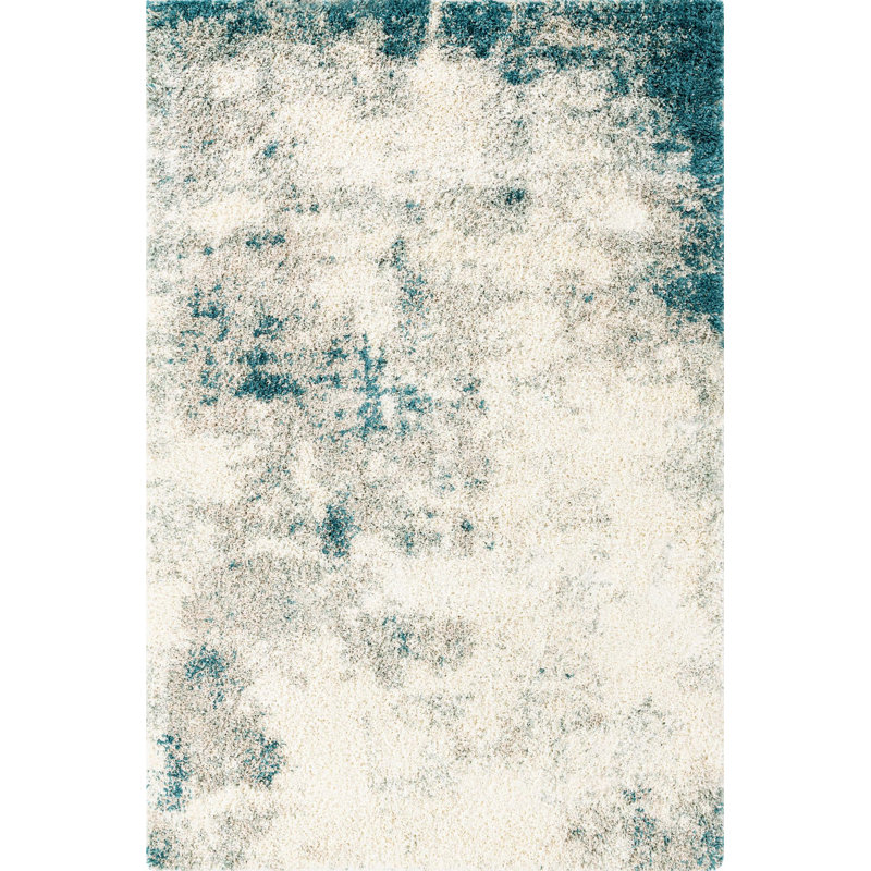 Tapis rond en polypropylène tissé à la machine de 6 pi de couleur gris / ivoire, Rectangle 6 pi 1 po x 9 pi
