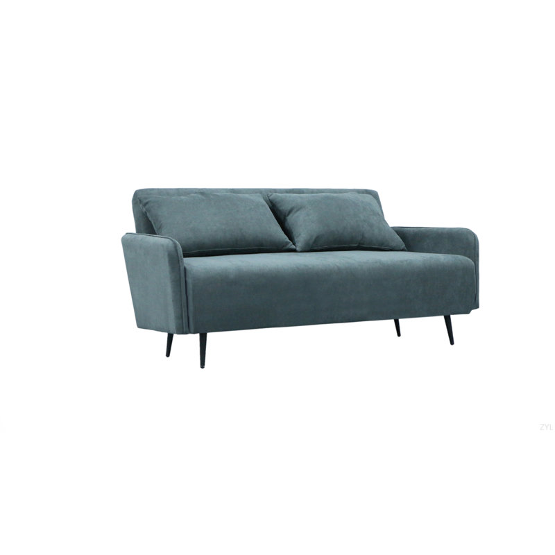 61"W Fabric Convertible Loveseat Sleeper With Pillows, Green