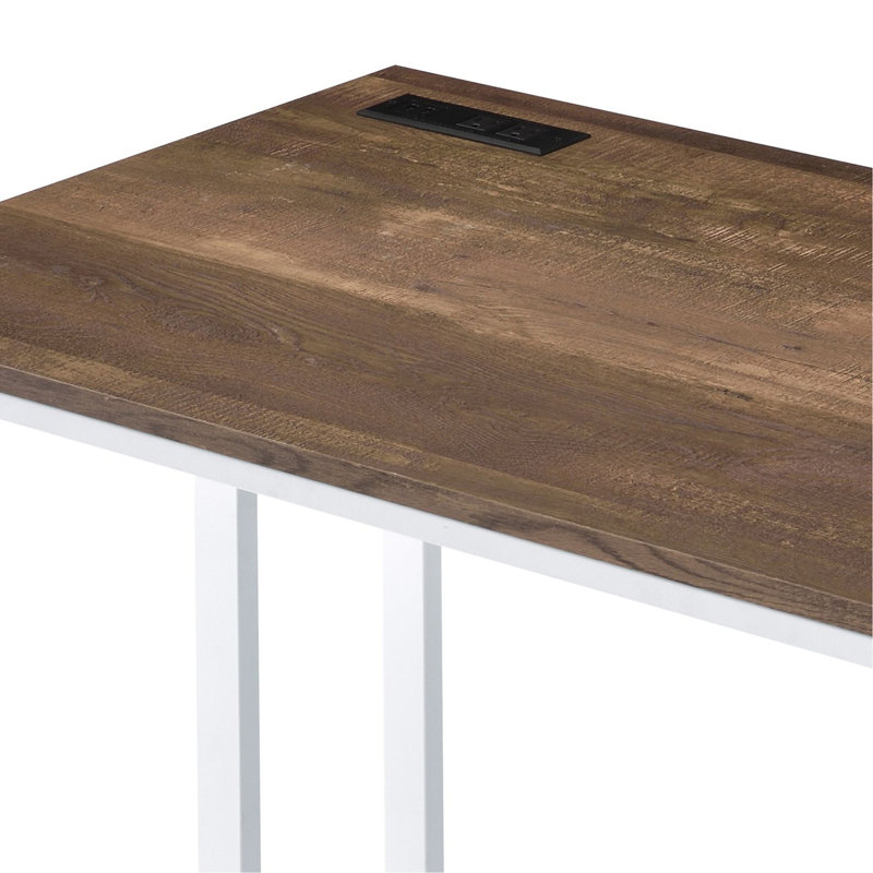 Bureau d'écriture avec finition noyer et blanc avec USB