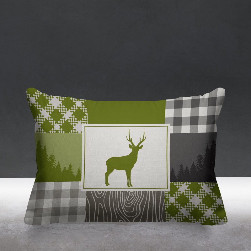 Coussin intérieur / extérieur Range Trees Cabin, 19 po x 19 po, Chartreuse, Carré