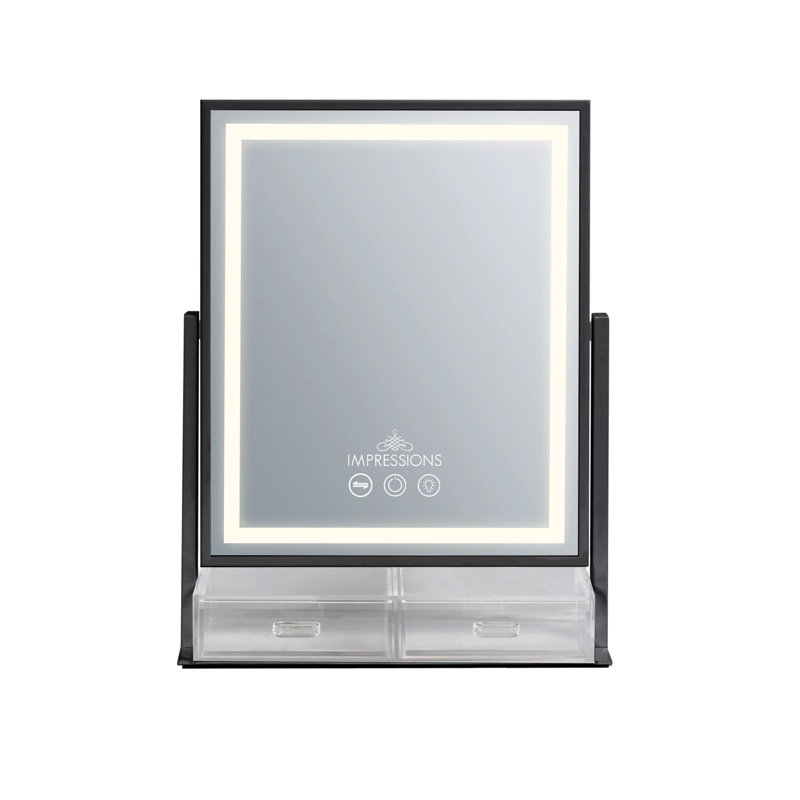 Miroir de maquillage à 3 tons Impressions Vanity Glow and Store, Noir