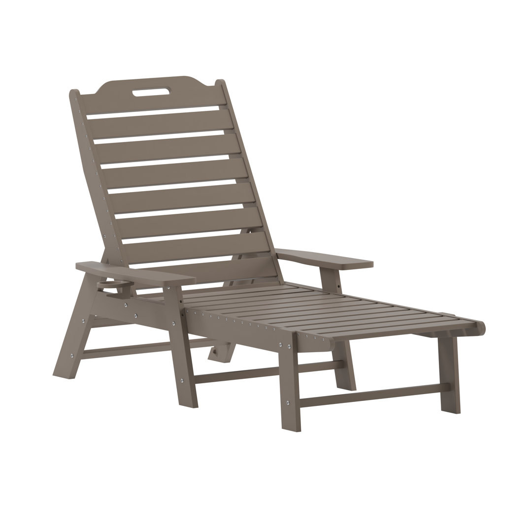 Ayleah Commercial Grade Outdoor Adjustable Lounge Chair with Cupholder Rosecliff Heights 