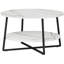 Modern Two Tier Coffee Table Marble-Effect Top for Office & Living Room