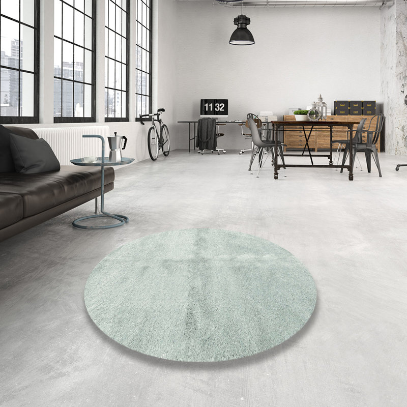 Tapis contemporain vert mer, Rond 8 pi