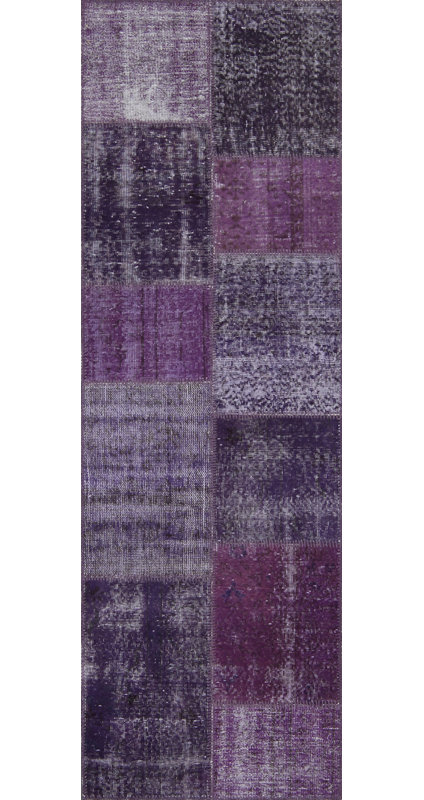Tapis mauve en laine / coton Eleanne, Tapis de couloir 2 pi 7 po x 8 pi 2 po