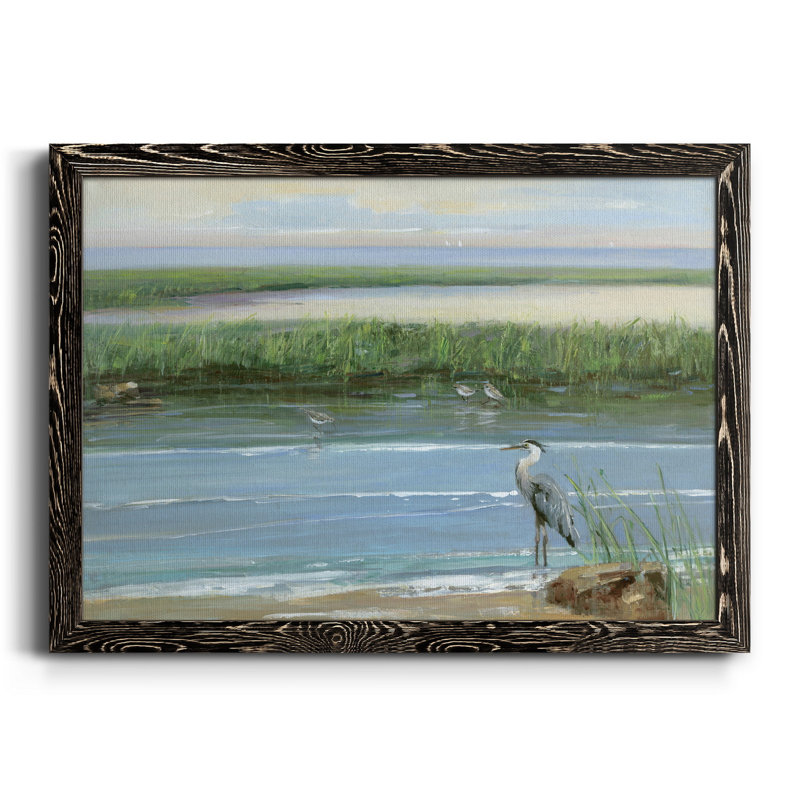 " Wading At Dusk " Painting Print, Black Framed Canvas, 31" H x 44" W x 1" D
