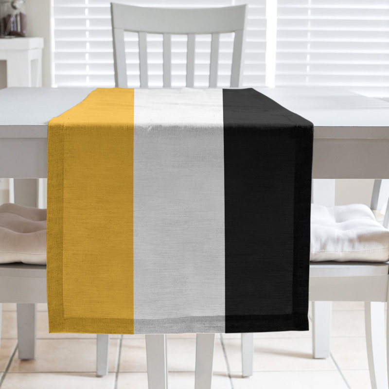 Los Angeles LA Basketball Table Runner, 90" L x 16" W, Gold/White/Black, Cotton Twill