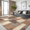Tapis géométrique lavable à la machine - Faux cachemire ultra doux avec envers antidérapant, motif moderne à blocs de couleur beige / brun