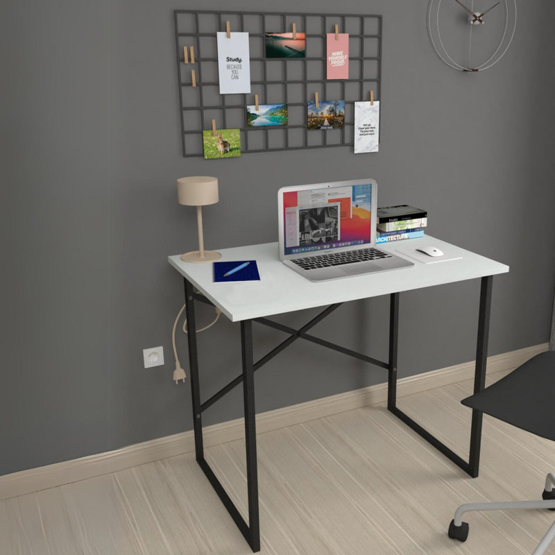Aistis Rectangle 90cm L Computer Table, White