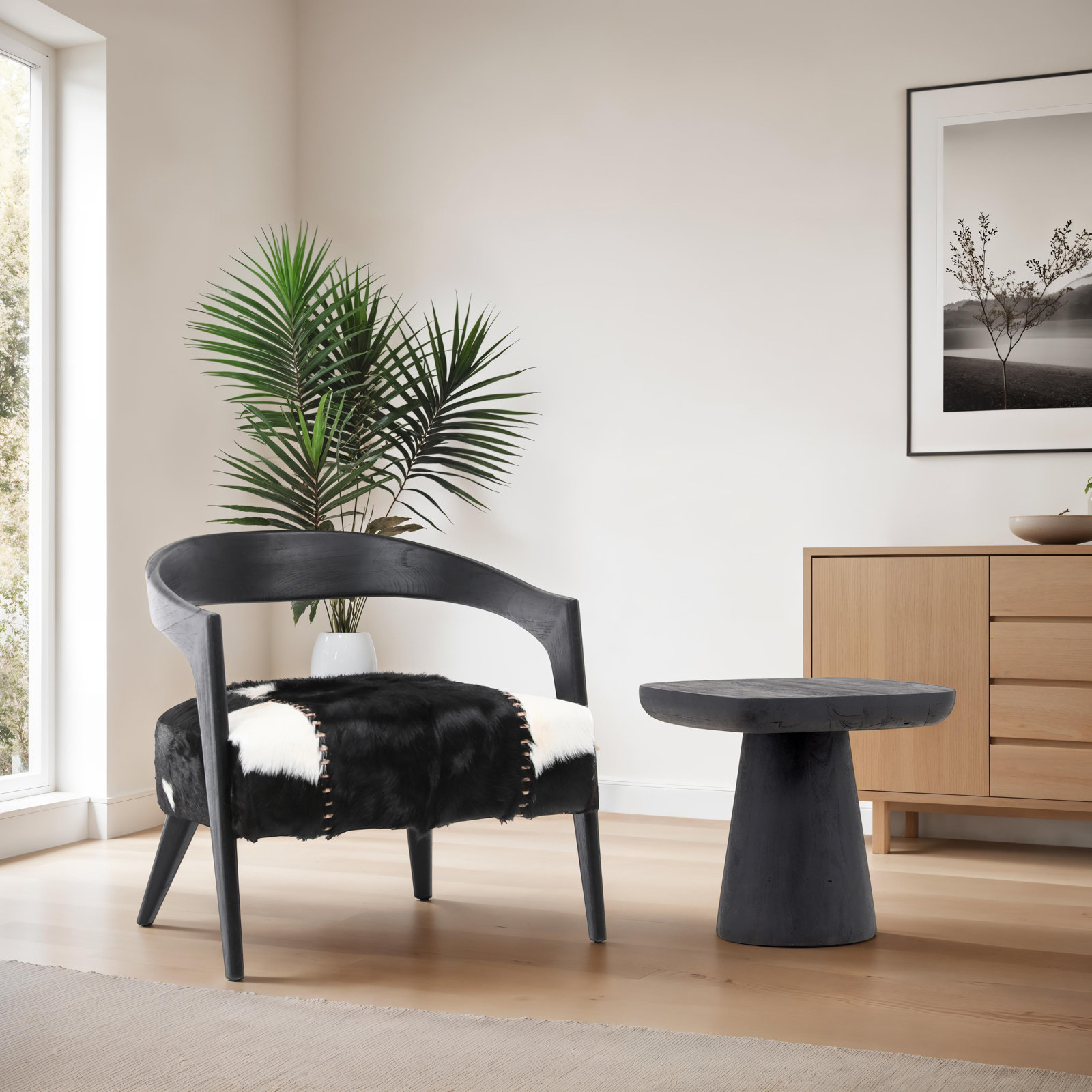 Gerdie Solid Wood End Table, Black