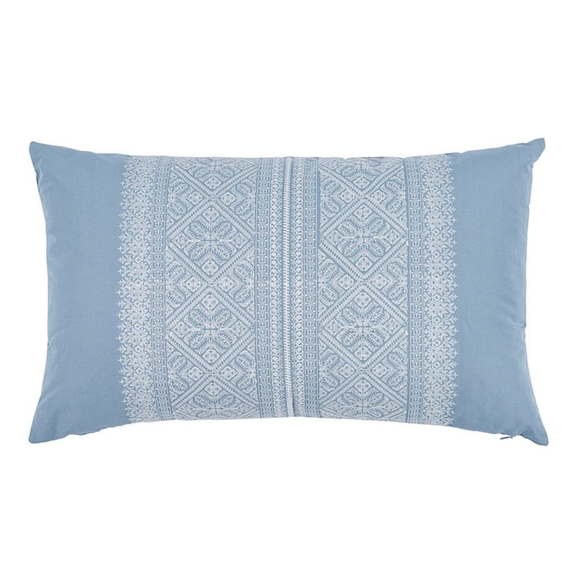 Toledo Embroidery Pillow, 15" x 26", Chambray/White