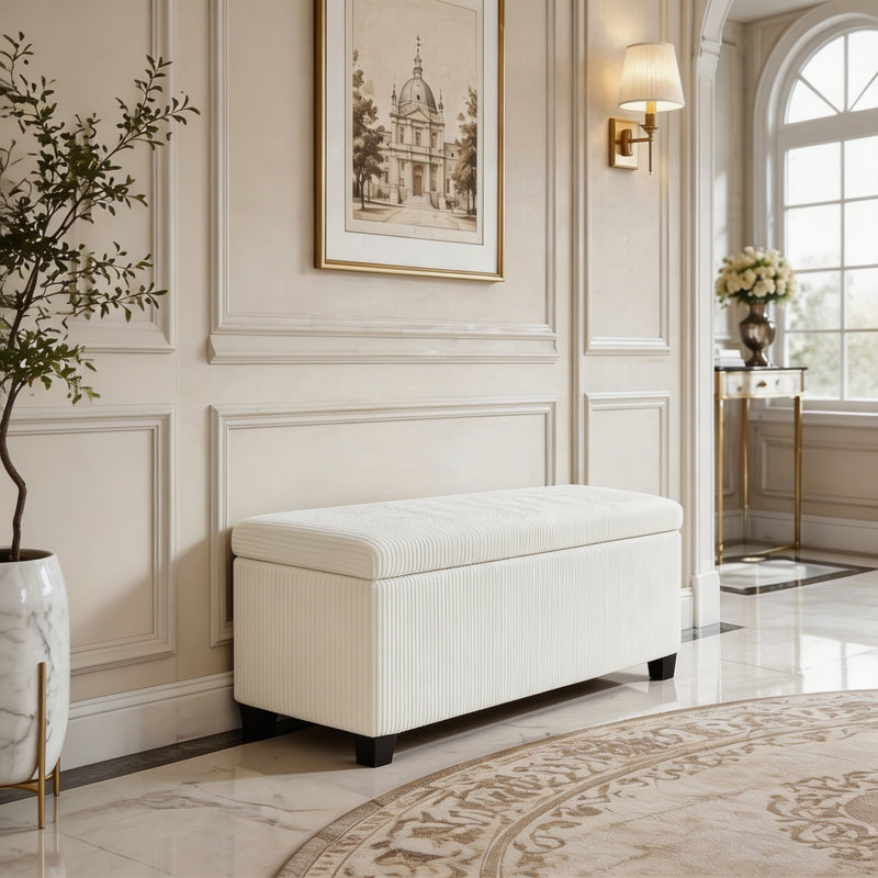 Banc de lit avec rangement, Beige