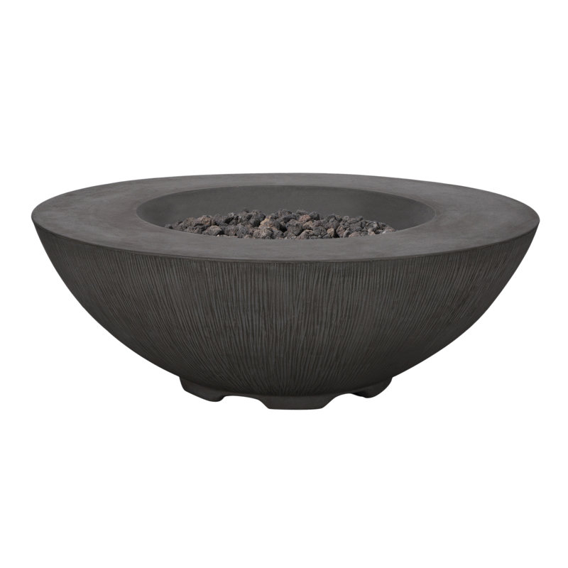 Round Concrete Fire Pit Table, Natural Gas, Charcoal Gray