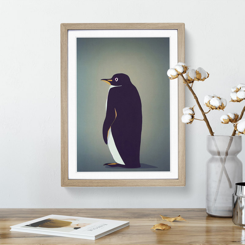 Rear Of A Penguin - Single Picture Frame Print, 46cm H x 34cm W x 2cm D, Oak Framed
