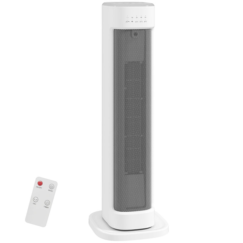 HOMCOM 1200W 5118 BTU Electric Tower Space Heater with Adjustable Thermostat, White