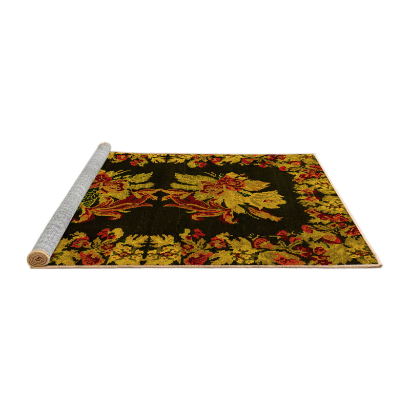 Washable Floral Indoor Rug, Square 6'