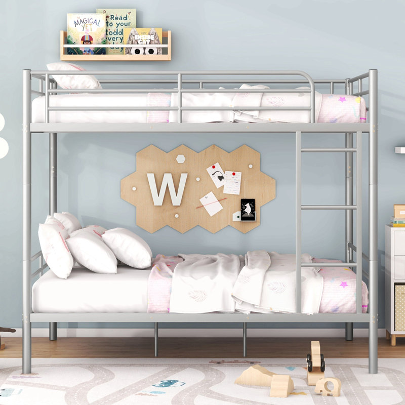 Full Over Full Metal Bunk Bed, Silver