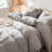 MooMee Duvet Cover Set 100% Washed Cotton Linen Like Textured Lightweight-113693428-111990382