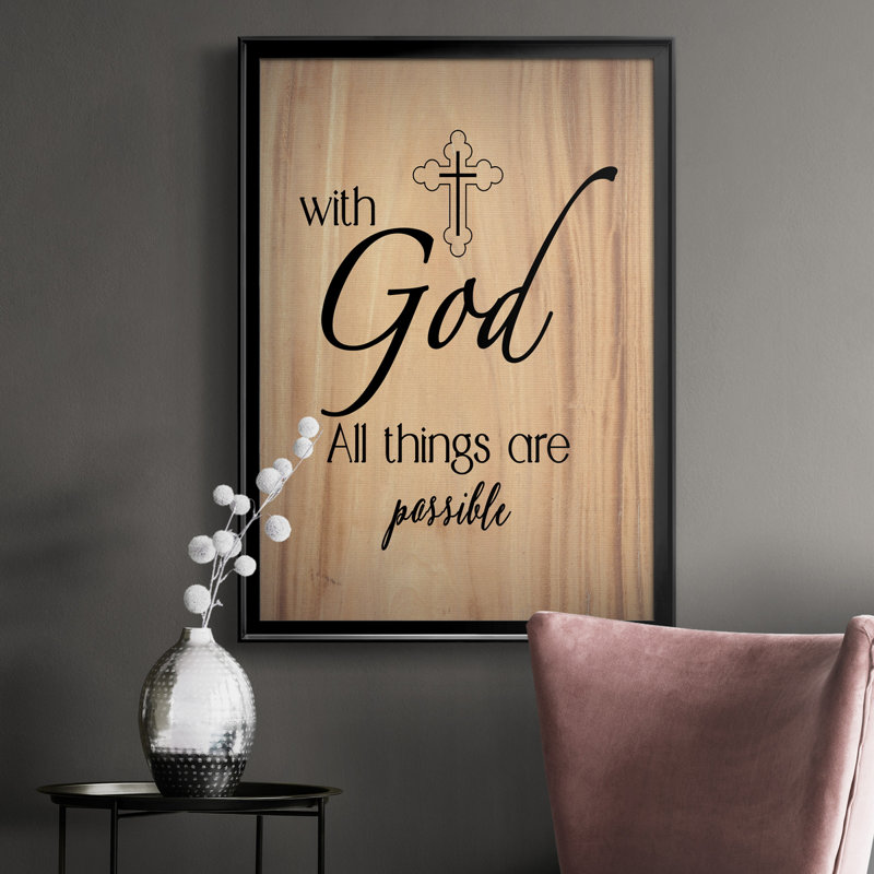 «All Things possible», art textuel sur toile, H 30,5 po x l 42,5 po x P 1,5 po, Noir