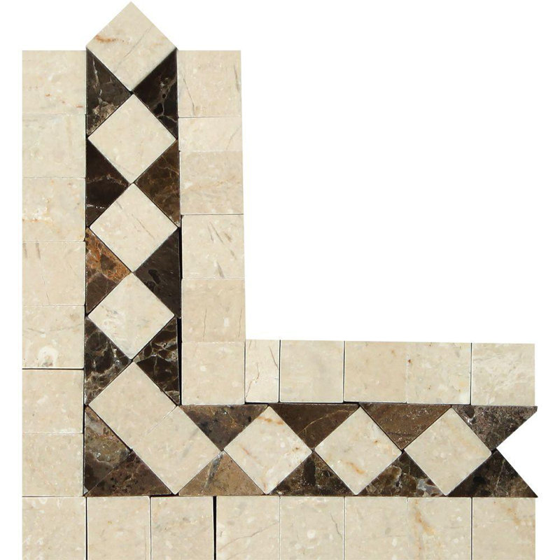 Bordure de coin Crema Marfil Bias avec pois Emperador, Crème