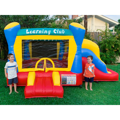 Hullaballoo Learning Club Commercial Inflatable Bounce House with Slide and Air Blower