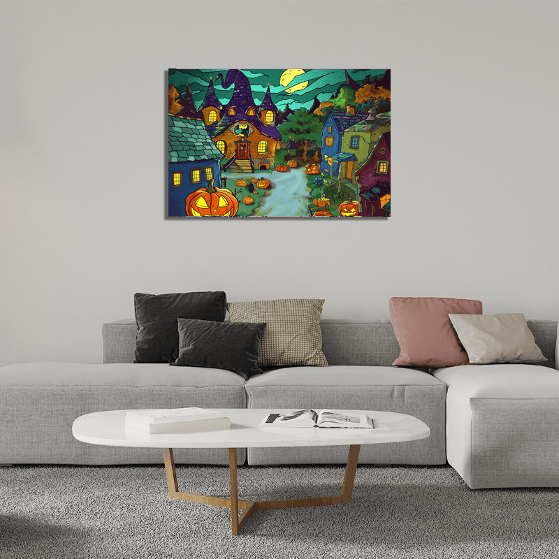 Art mural d'Halloween sur toile, H 12 po x l 18 po