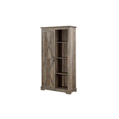 Grande armoire de rangement avec porte de grange, bois rustique, ferme, garde-manger, garde-manger, porte de grange, organisateur de cuisine, meubles, tablettes de tiroir, 39,37 x 15,75 x 74,4, gris