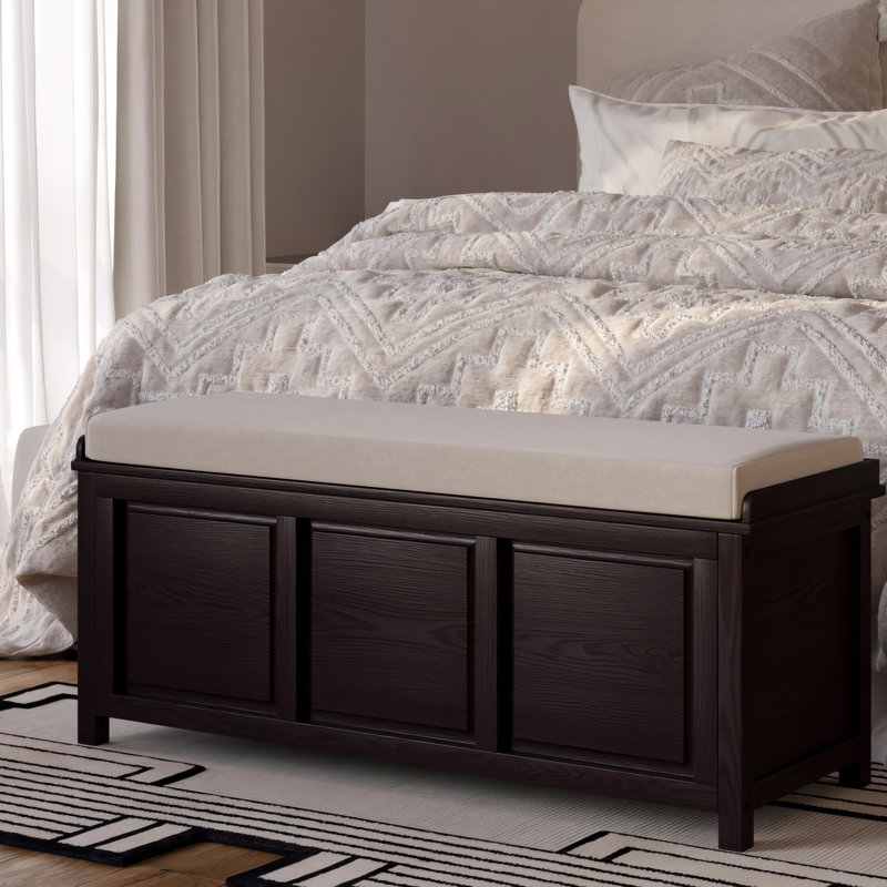 Banc de rangement en bois massif John Louis Home, Espresso