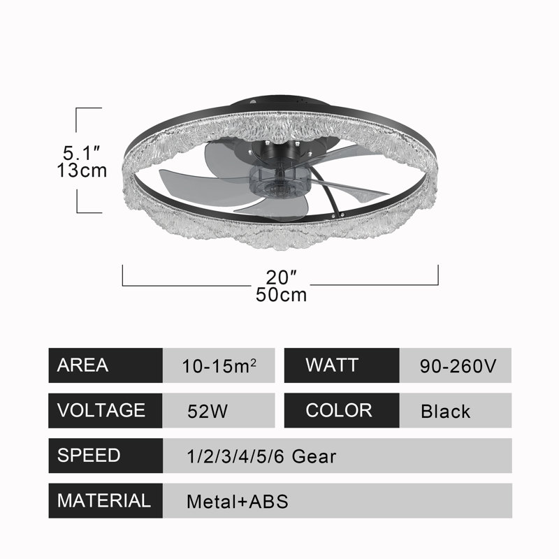 Decorative LED Ceiling Fan Light, 20"