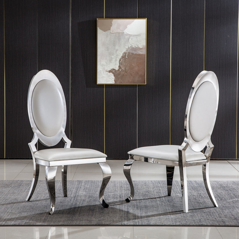 Chaise de salle à manger rembourrée Hurman, Purple, Argent