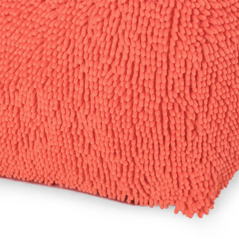 Repose-pieds carré en microfibre Spongy, Corail