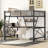 Full Size Metal Loft Bed with Desk and Storage Shelf, Space-Saving Black Workstation Bed for Teens, Dorm or Bedroom-993112434-993112437