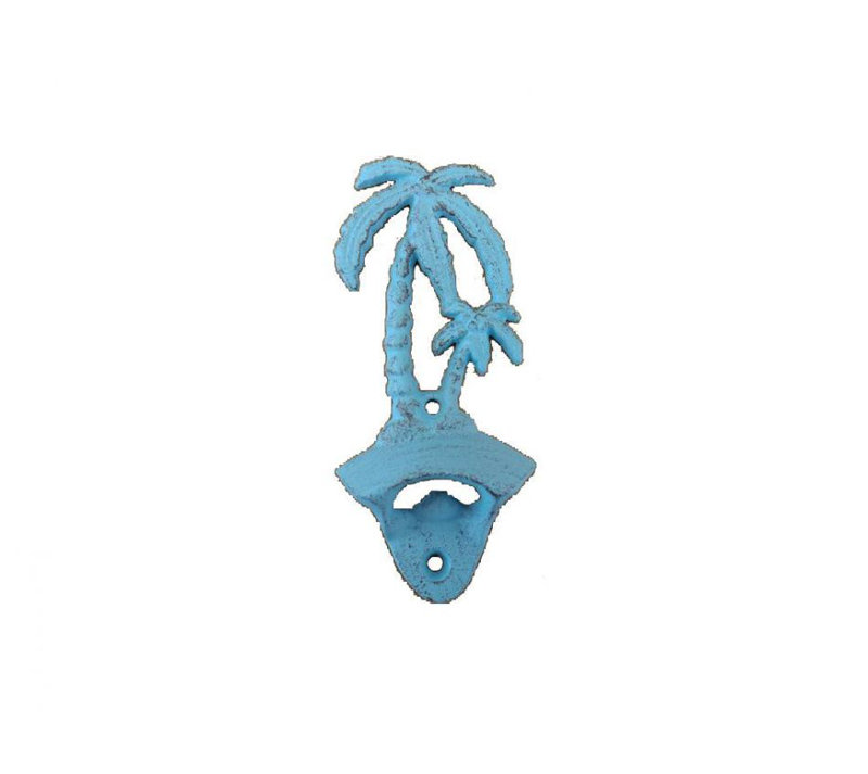 Ouvre-bouteille en métal Orlovista Palm Tree, Bleu pâle rustique
