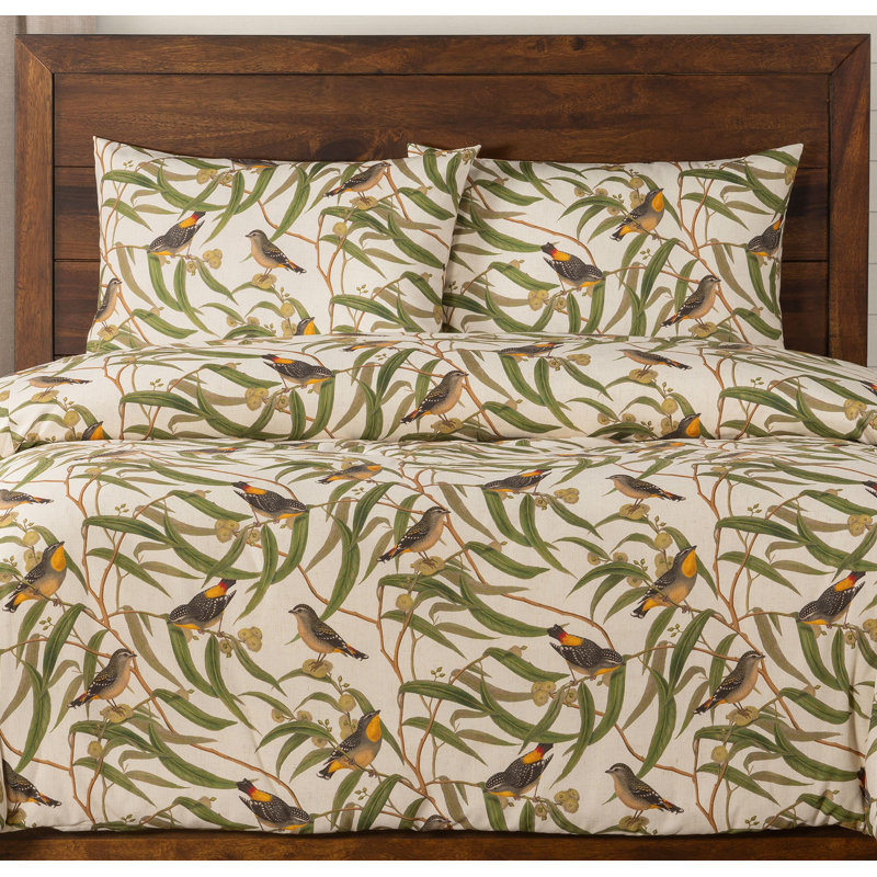 Bird Print Duvet Cover Set, Full Duvet Cover + 2 Standard Shams