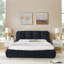 Structure de lit tapissier pour grand lit, style minimaliste moderne avec tête de lit éponge compressée dodue, velours brillant et repose-pieds robuste, matelas non inclus - noir-130811320-130811321