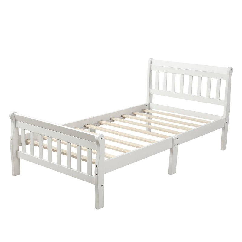 Lit plateforme Wood, Blanc