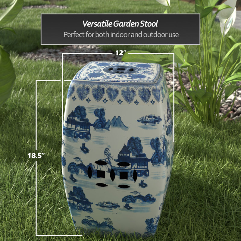 Tabouret de jardin bleu / blanc Feuerstein