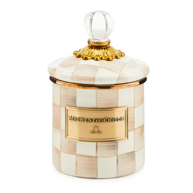 Mocha Check Canister, 24 fl.oz.
