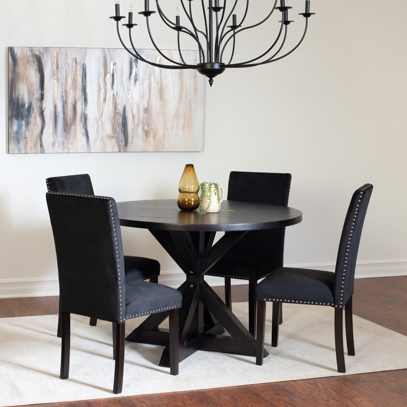 Enbridge 5-piece Dining Set, Cross-Buck Dining Table with 4 Stylish Chairs, Black