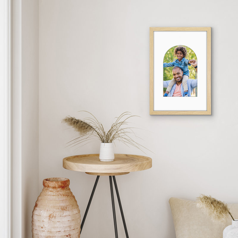 Cadre photo avec tapis en forme d'arche - Idéal pour toute pièce, salon, dortoir, Natural Oak, 12" x 18"