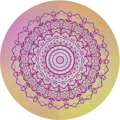 Tapis rose/jaune tissé à la machine