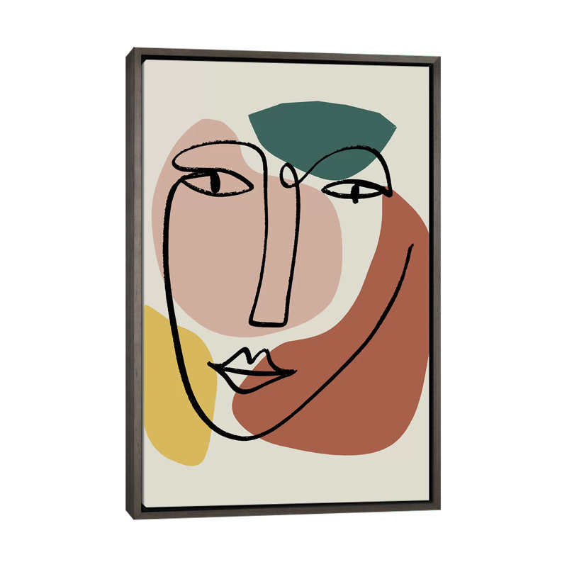 «Newstalgia Face I» par Nikki Chu - impression, H 48 po x l 32 po x P 1,5 po, Cadre rustique foncé
