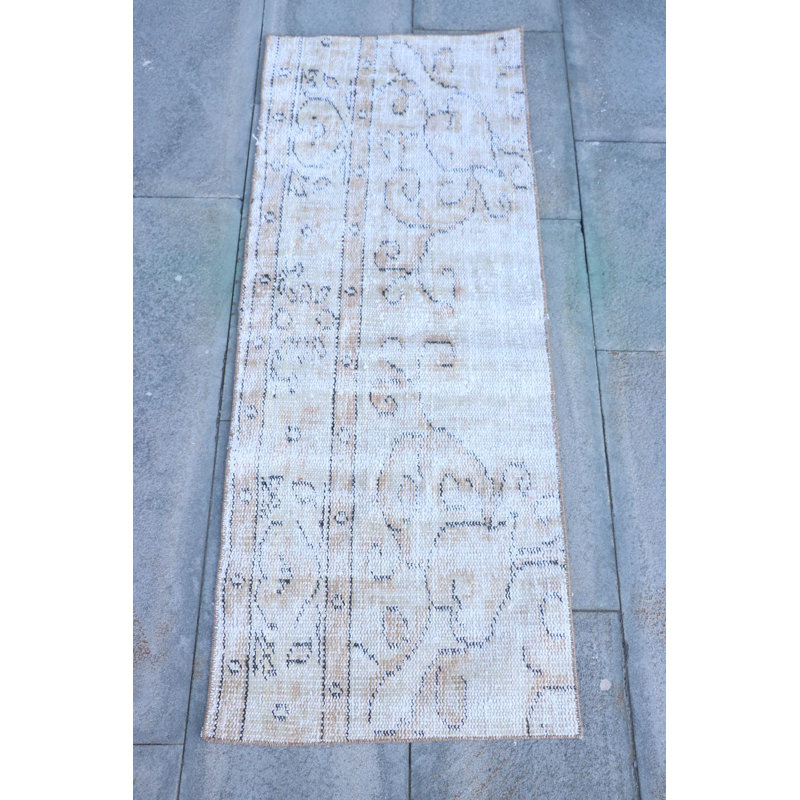 Vintage Turkish Beni Ourain Small Bronze Rug - Antique Faded Oushak Bathroom Decor Rug