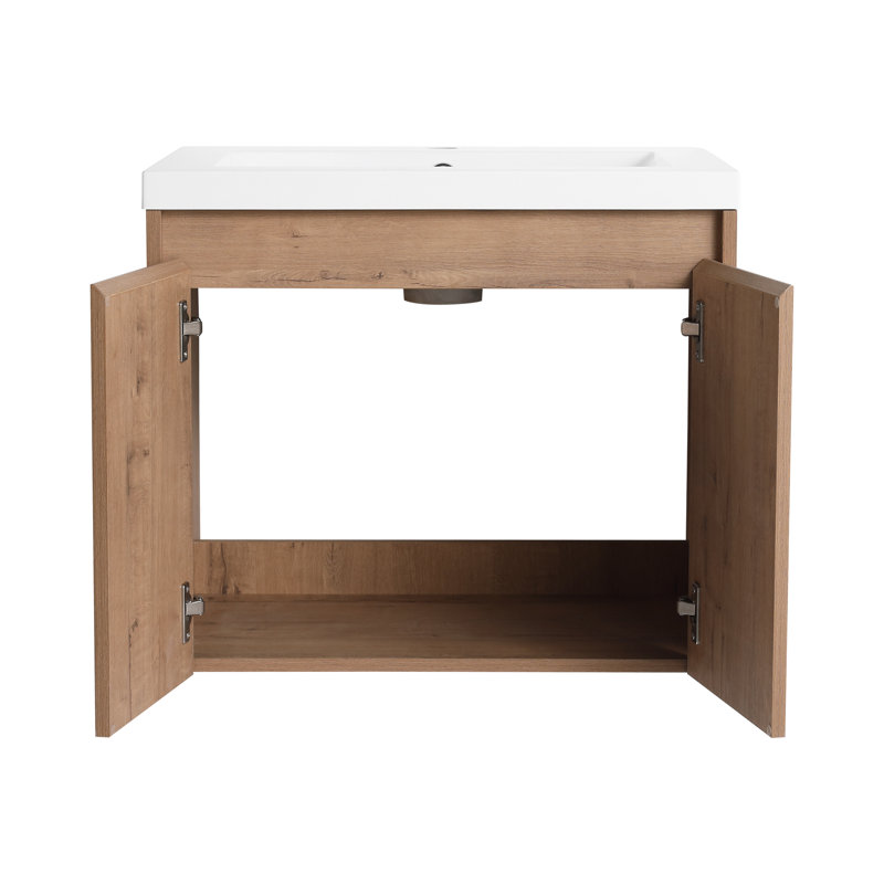 Meuble-lavabo mural simple 24 po avec lavabo en résine et meuble-lavabo mural 24 po