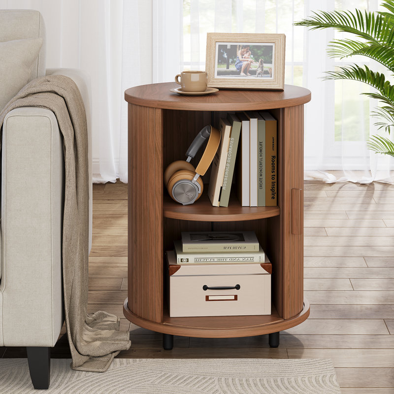 LunaSide round end table, Walnut, 1