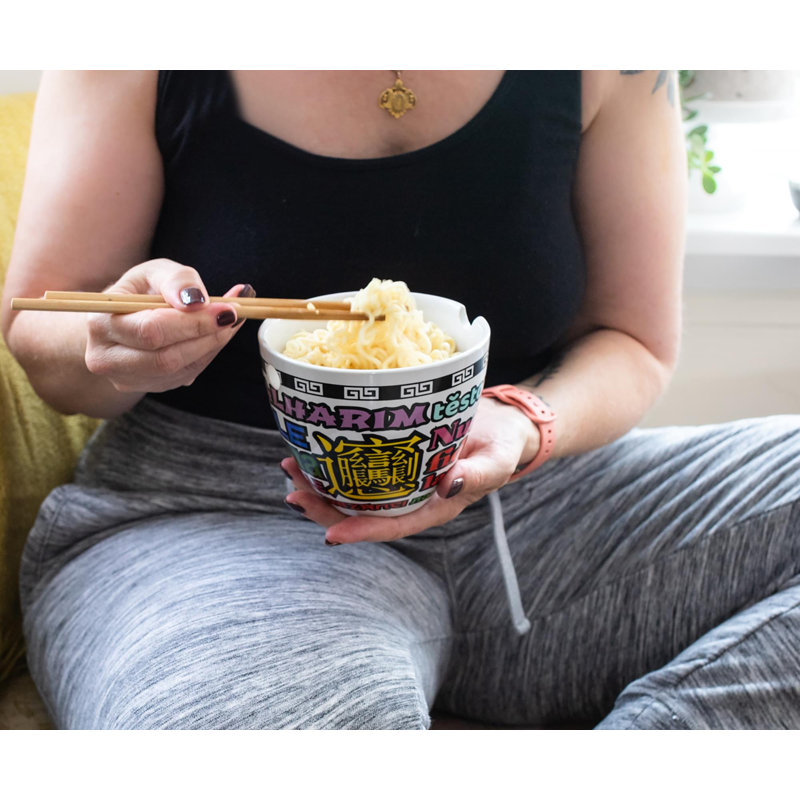 Service de vaisselle japonais Bowl Bop Noodle Collage | Bol Ramen 16 onces, baguettes