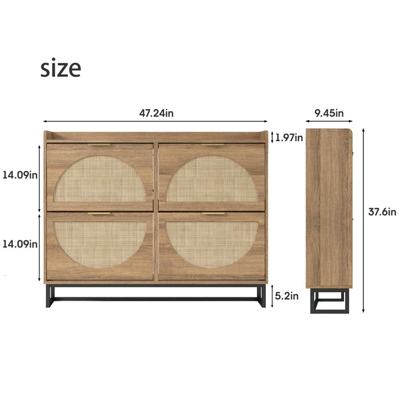 24 Pair Shoe Storage Cabinet, Natural Wood