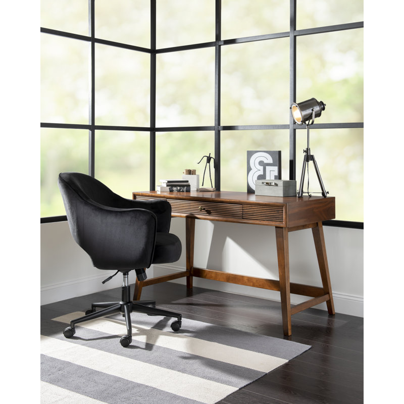 Black Faux Velvet Swivel Task Chair